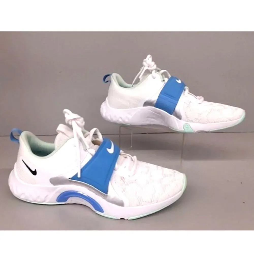 Nike Women's White Blue Renew-in-Season Comfort Footbed TR12 Training Sneakers